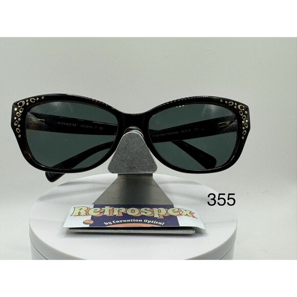 Vintage Y2K Sunglasses NOS 2000s Green Lens Coach HC6076 Narrow Tortoise Frame - Picture 1 of 8